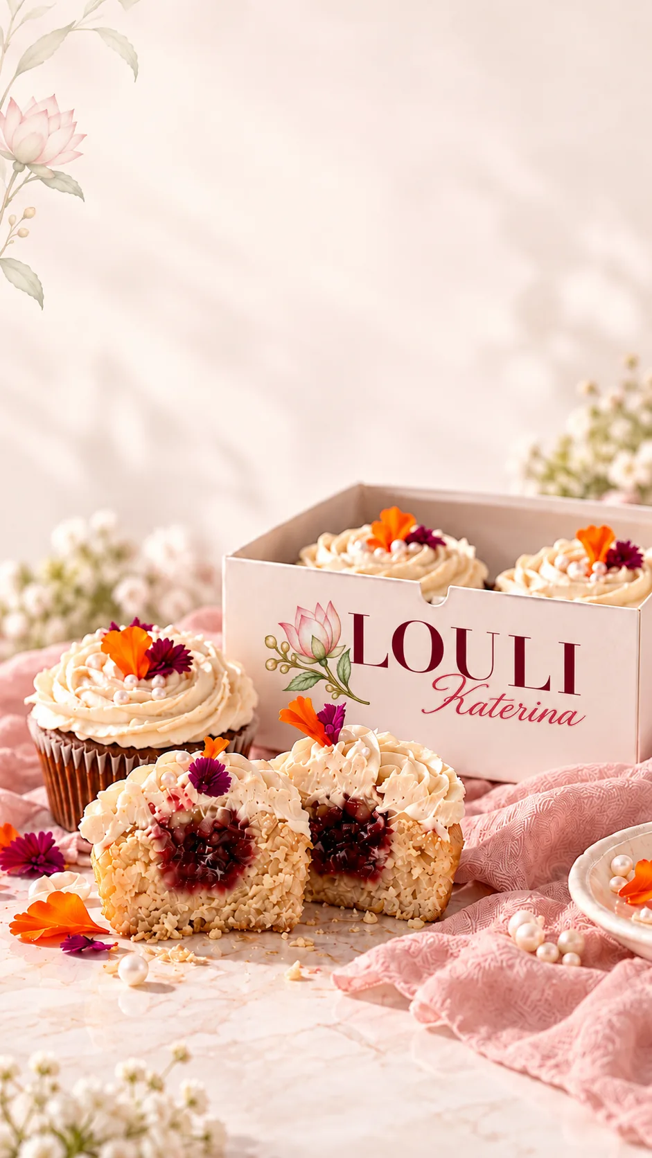 Cupcakes fourrés coupés en deux